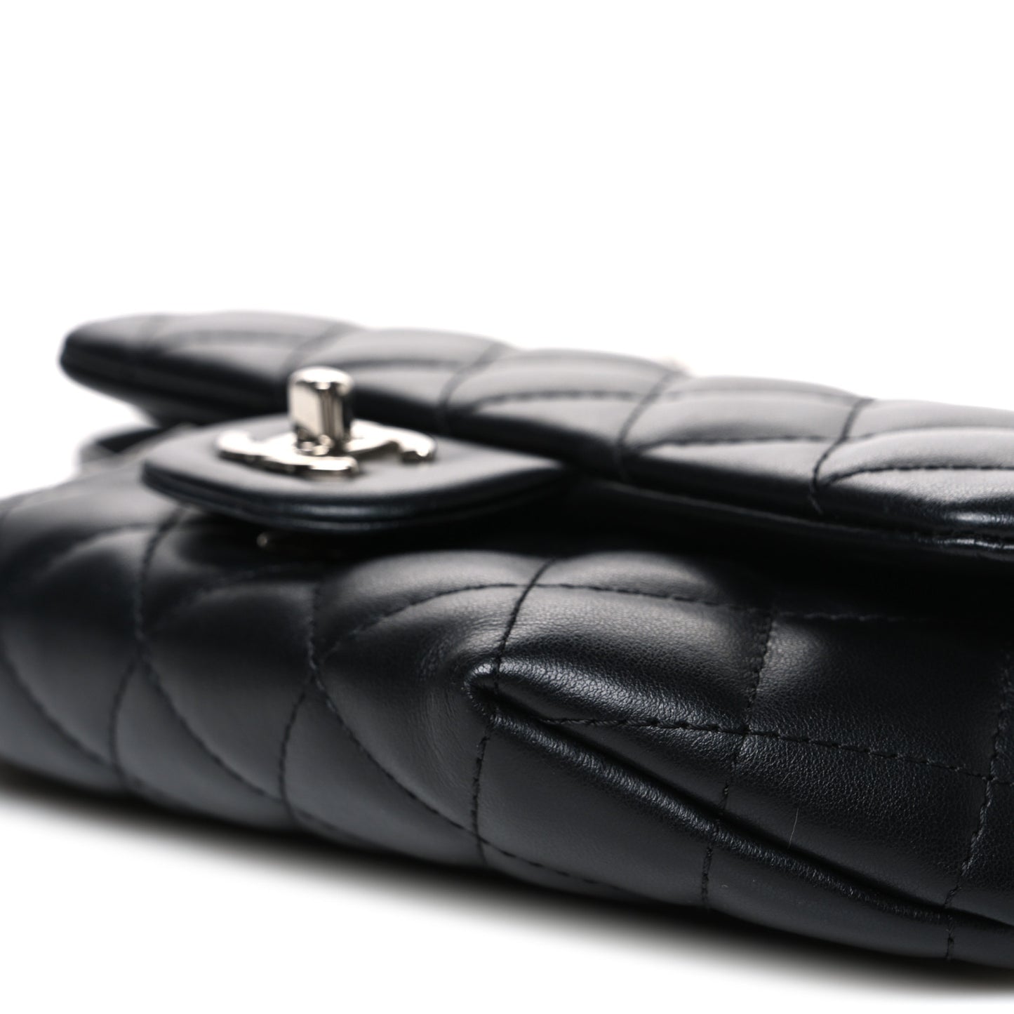 Calfskin Quilted CC Uniform Flap Belt Bag Black