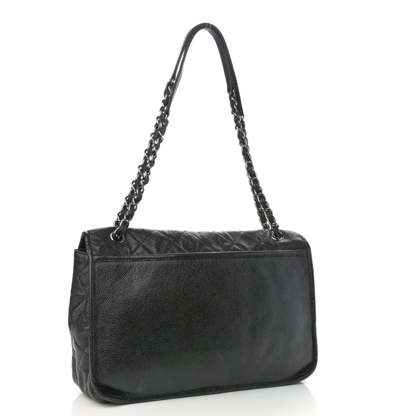 Grained Calfskin Large Natural Beauty Flap Black