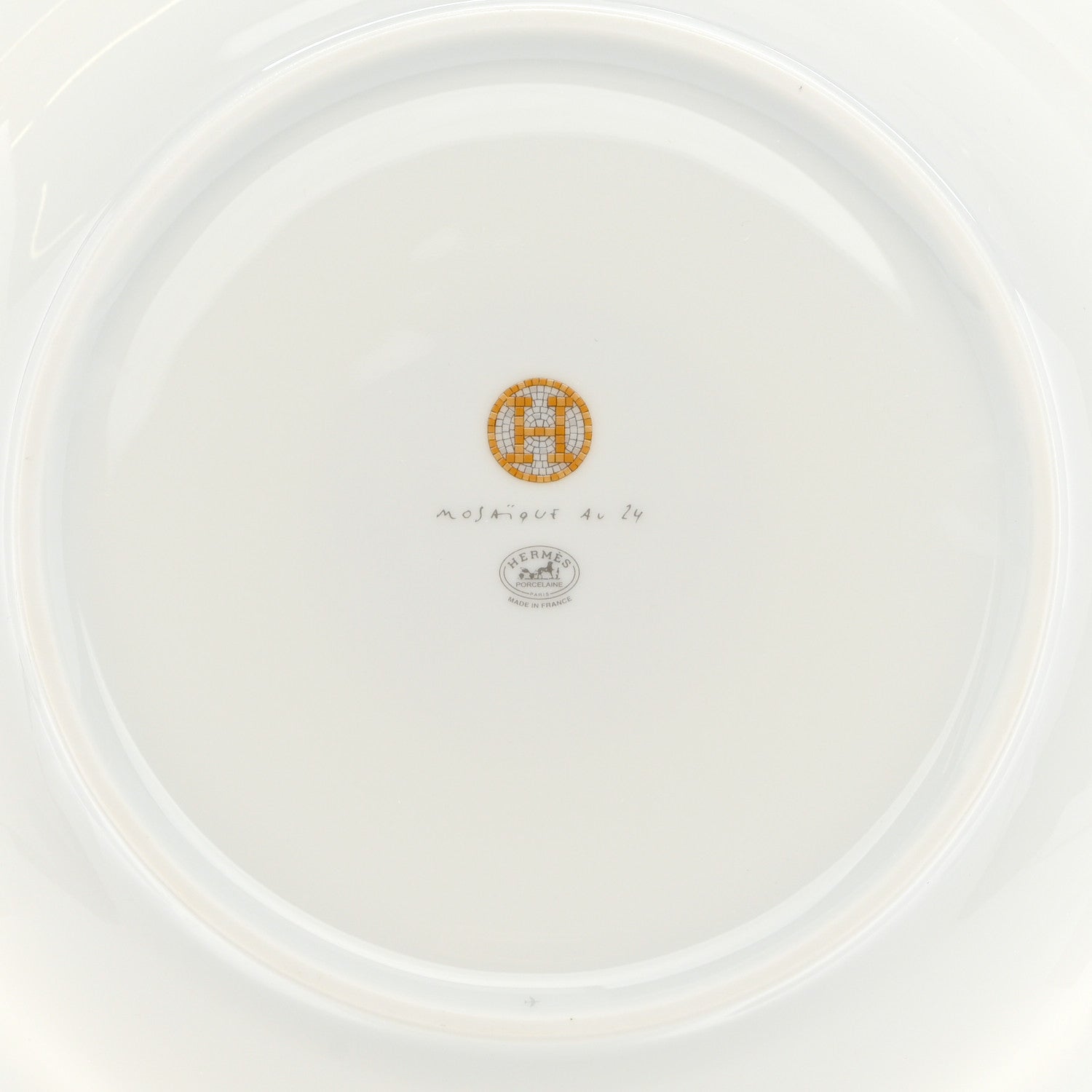 Hermes Porcelain Mosaique Au 24 Soup Bowl Gold 7 of 9