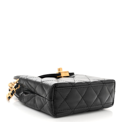 Chanel Shiny Aged Calfskin Quilted Mini Nano Kelly Shopper Black 4 of 10