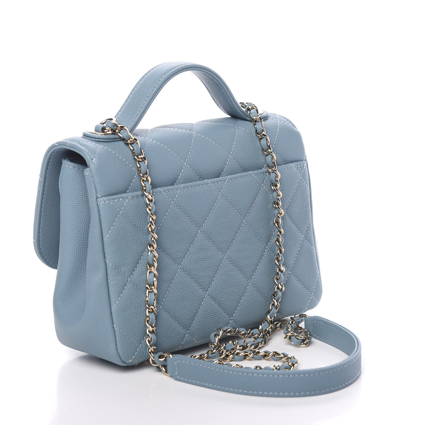 Caviar Quilted Small Business Affinity Flap Light Blue