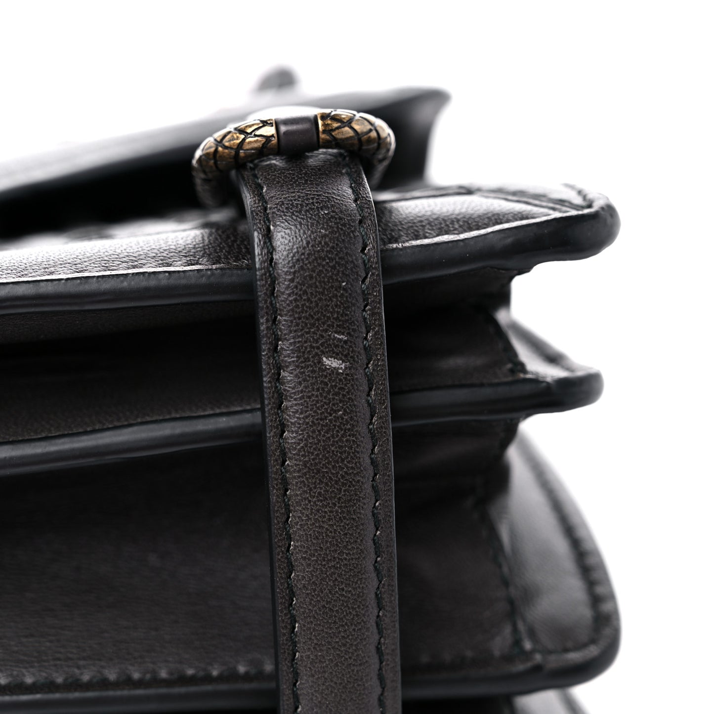 French Calfskin Intrecciato City Knot Bag Grey