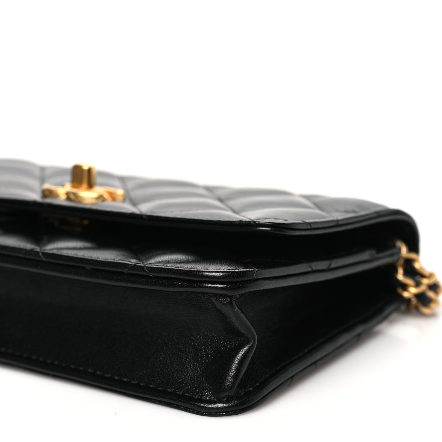 Chanel Lambskin Quilted Logo WOC Wallet On Chain Black 11 of 12