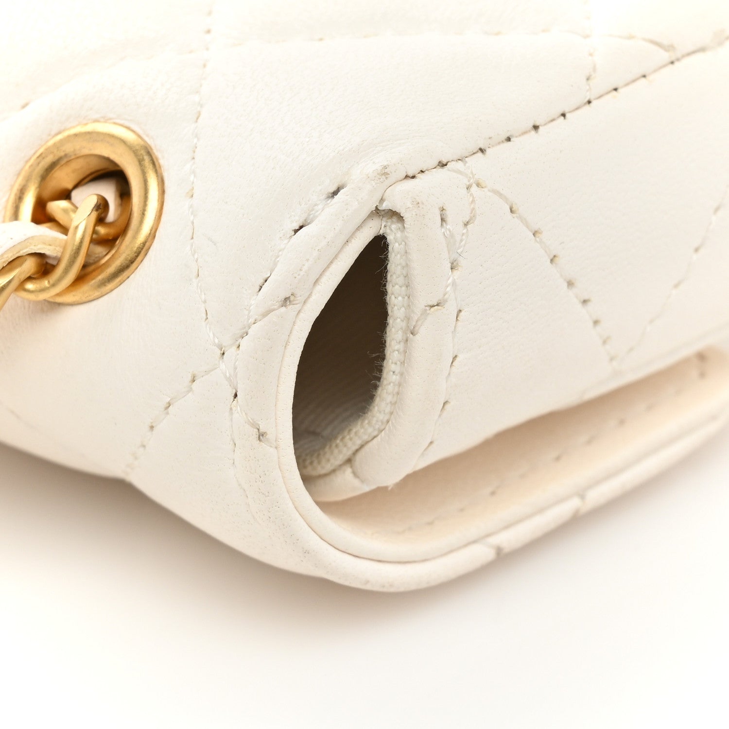 Chanel Lambskin Enamel Quilted Mini Chain Belt Bag White 18 of 19