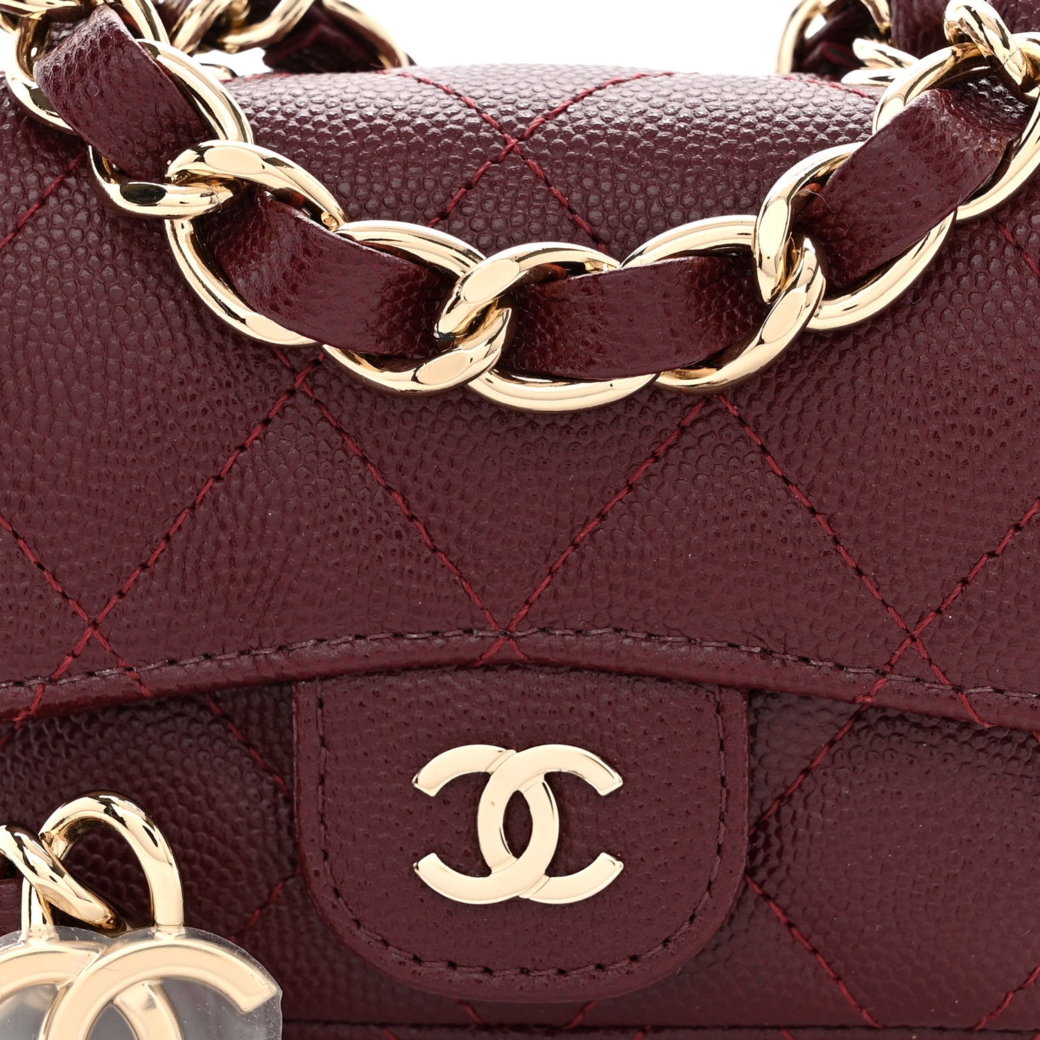 Chanel Caviar Quilted Mini Chain Belt Bag Burgundy 9 of 12