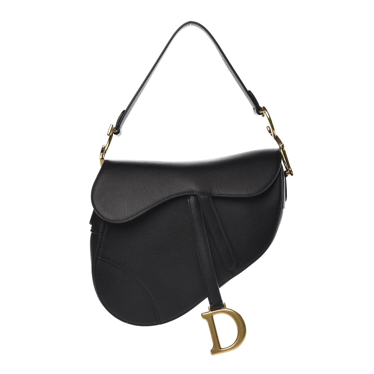Grained Calfskin Saddle Bag Black