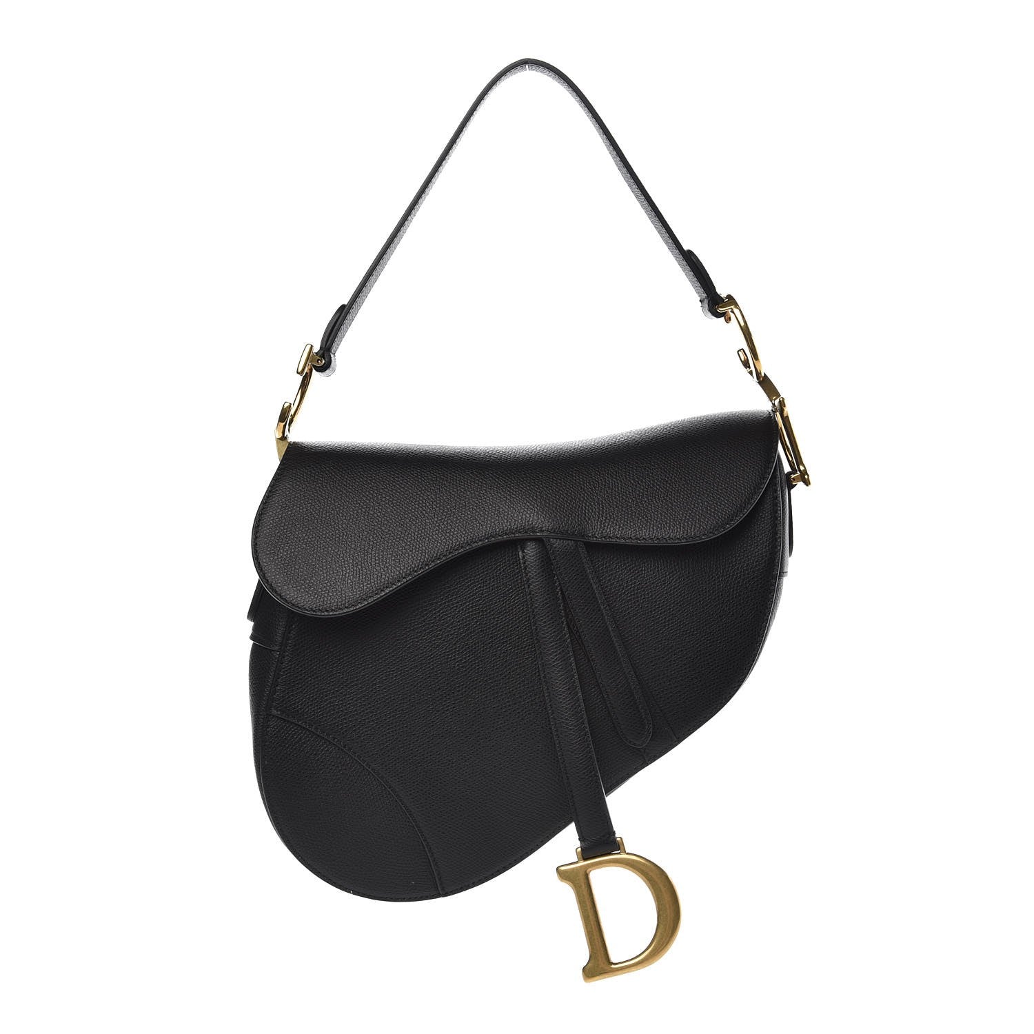 Christian Dior Grained Calfskin Saddle Bag Black 1 of 7