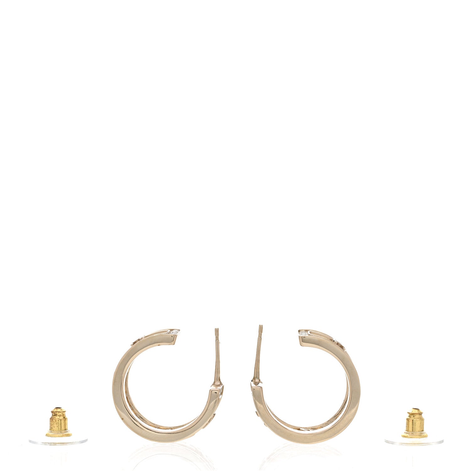 Chanel Metal Crystal Bow-tiful CC Hoop Earrings Gold 3 of 6