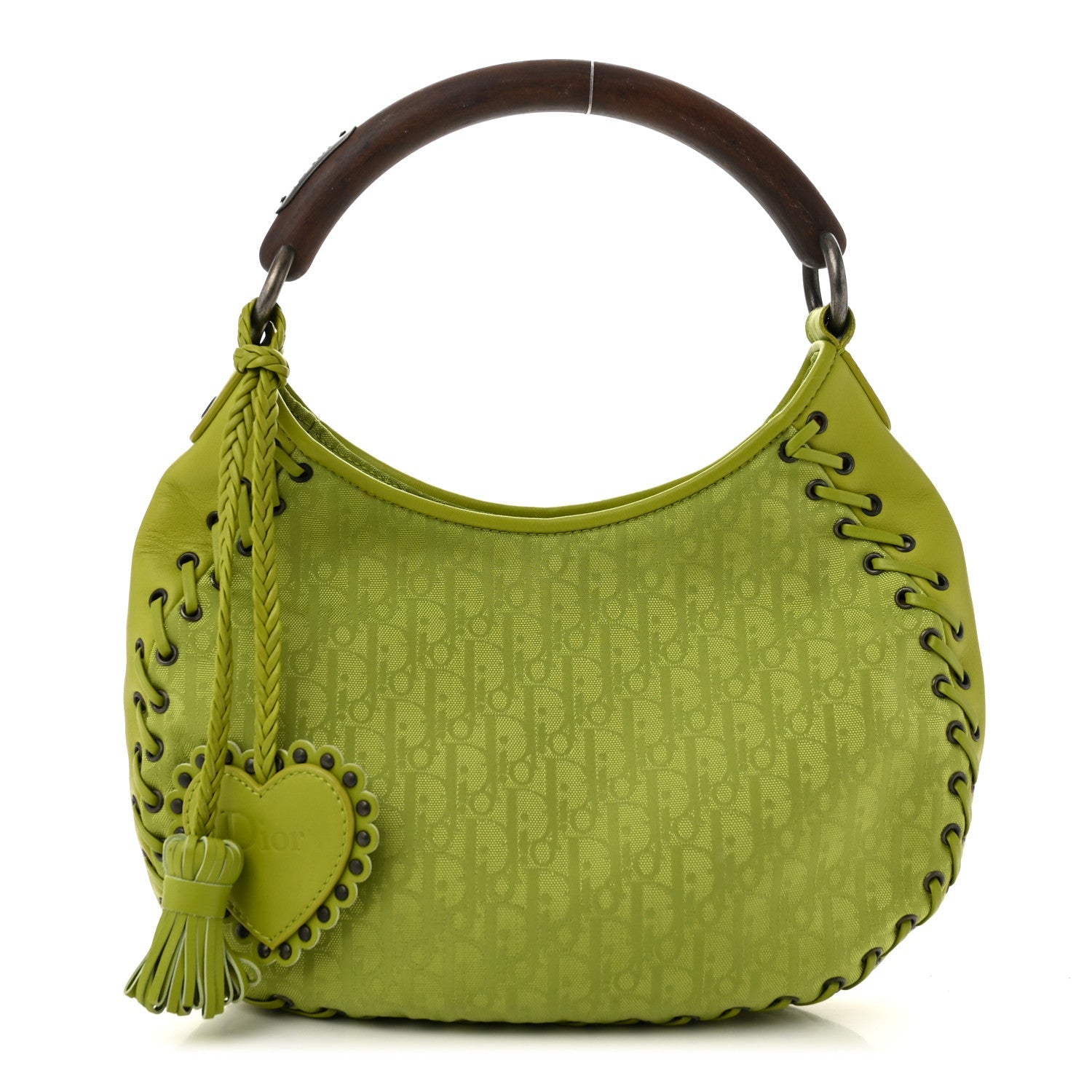 Christian Dior Monogram Wood Ethnic Hobo Green 1 of 8