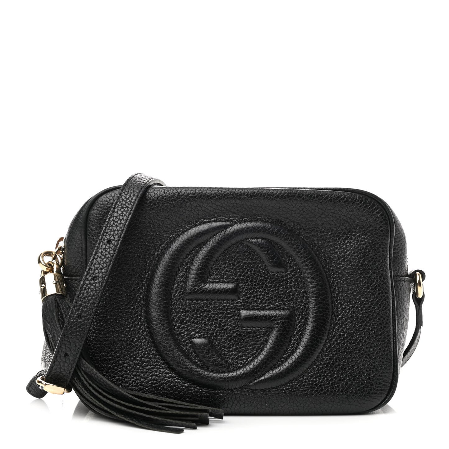 Pebbled Calfskin Small Soho Disco Bag Black
