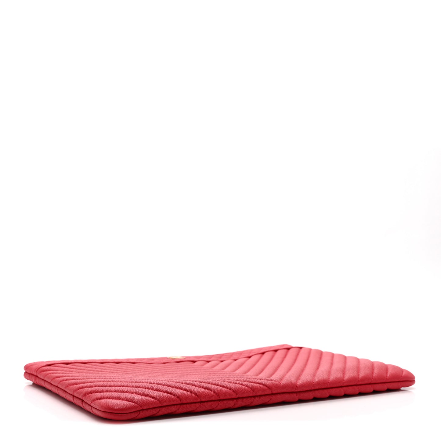 Caviar Chevron Quilted Large Cosmetic Case Red