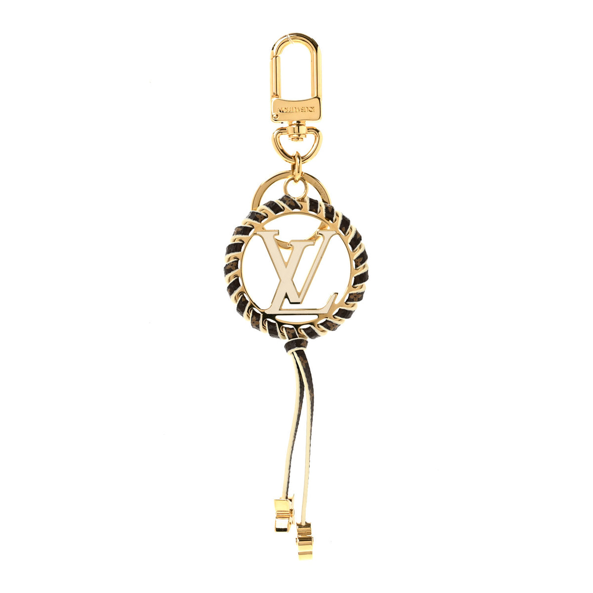 Metal Monogram Lambskin Enamel Very Bag Charm Key Holder White