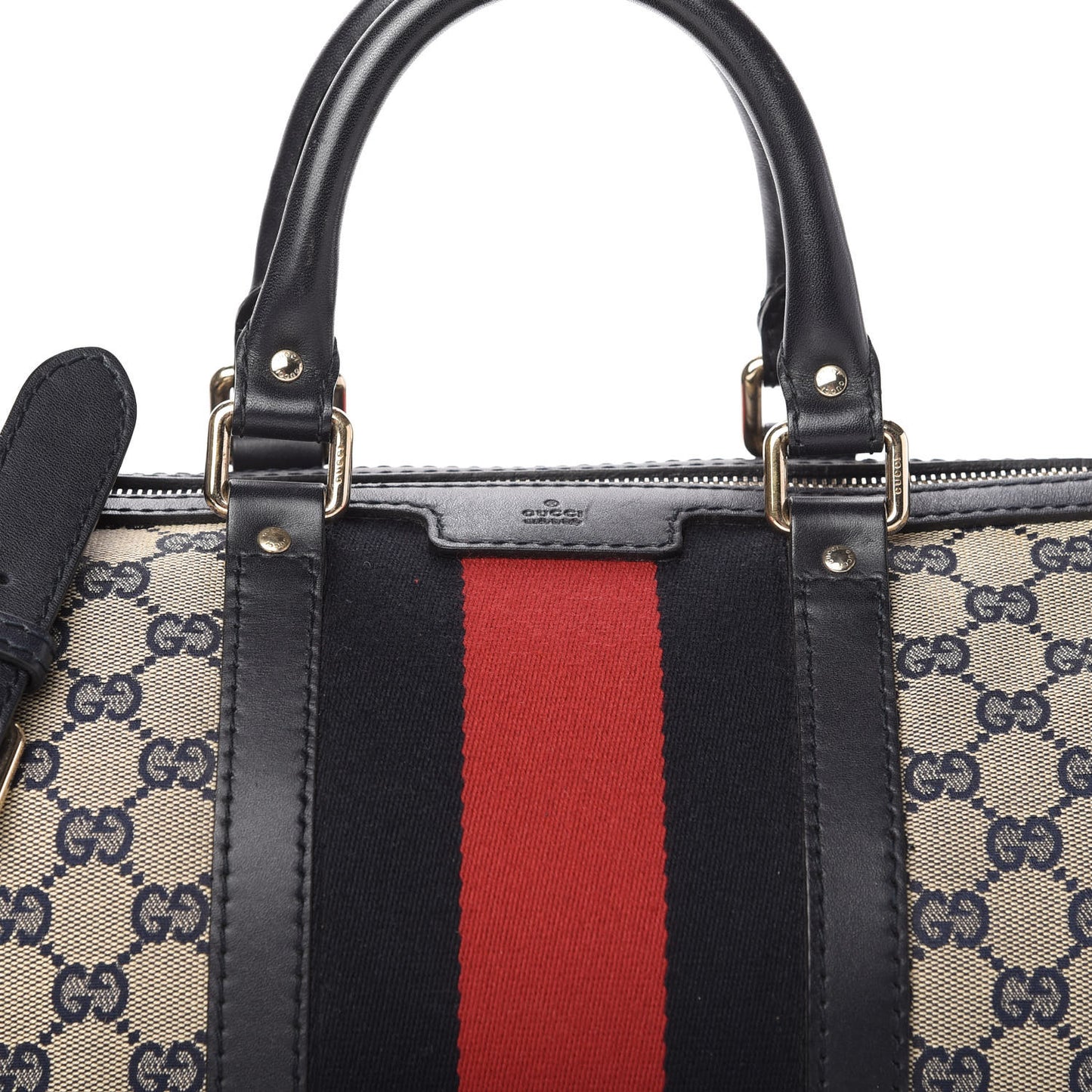Monogram Selleria Calfskin Vintage Web Medium Boston Beige Blue