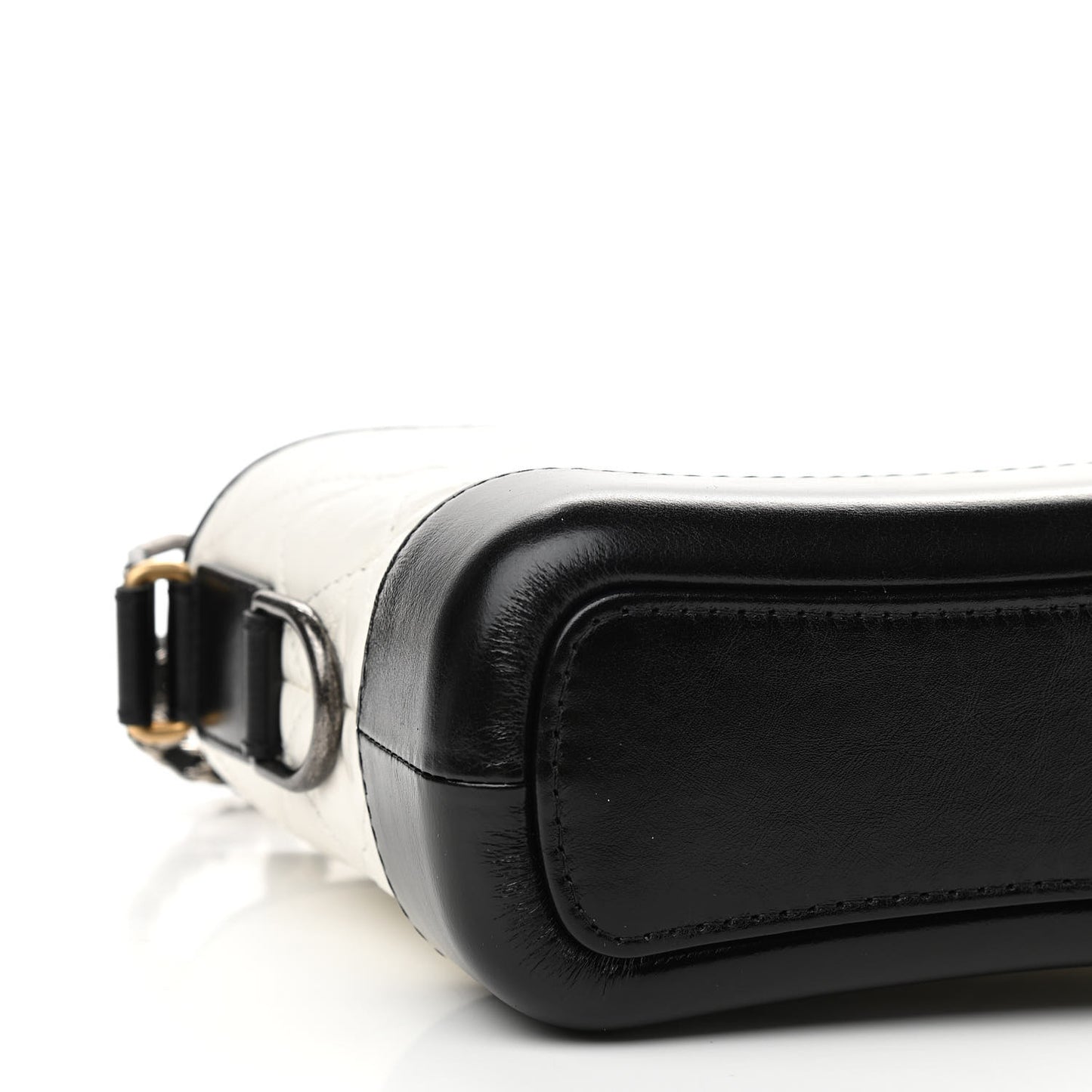 Aged Calfskin Quilted Small Gabrielle Hobo Black White