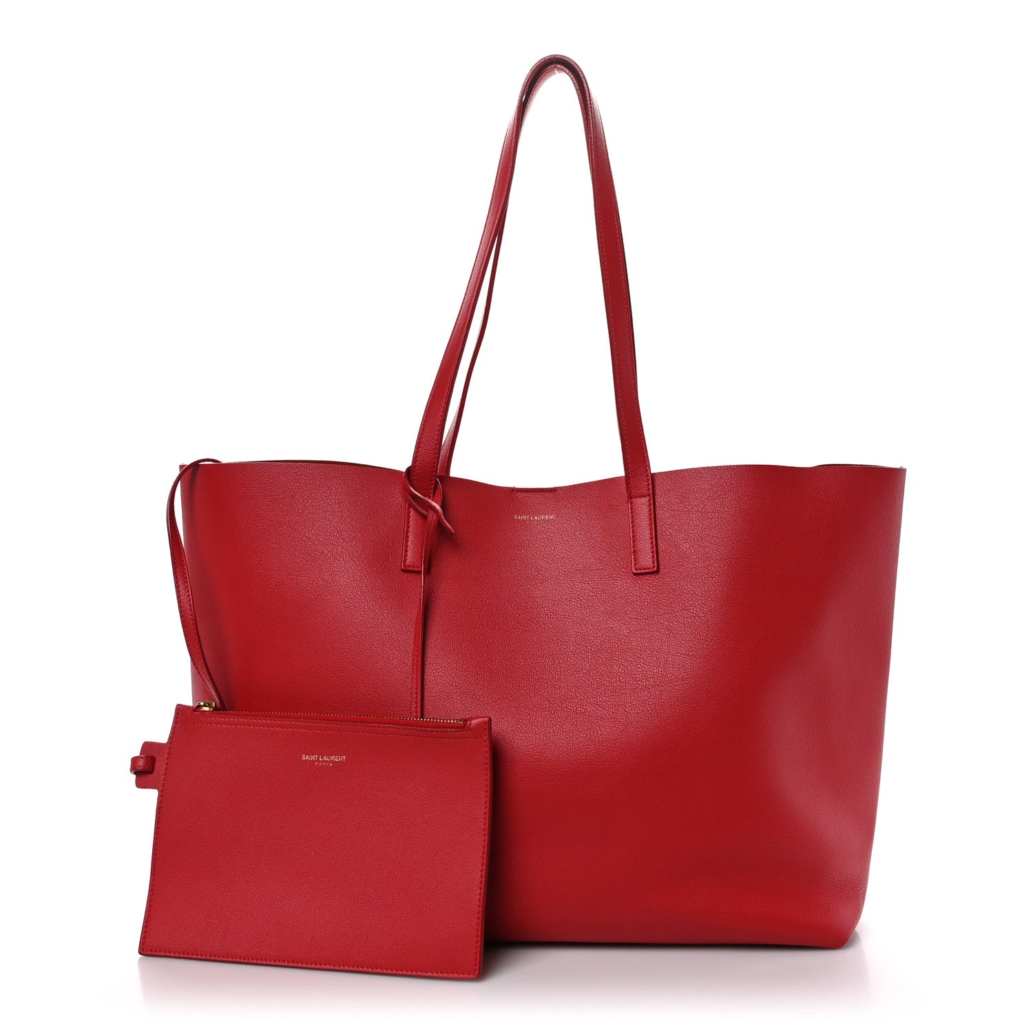 Saint Laurent Calfskin Large Shopping Tote Red 3 of 10