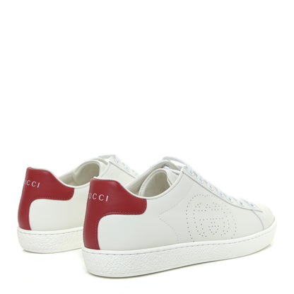 Gucci Calfskin Interlocking G Perforated Womens Ace Sneakers 36 White Hibiscus Red 5 of 11