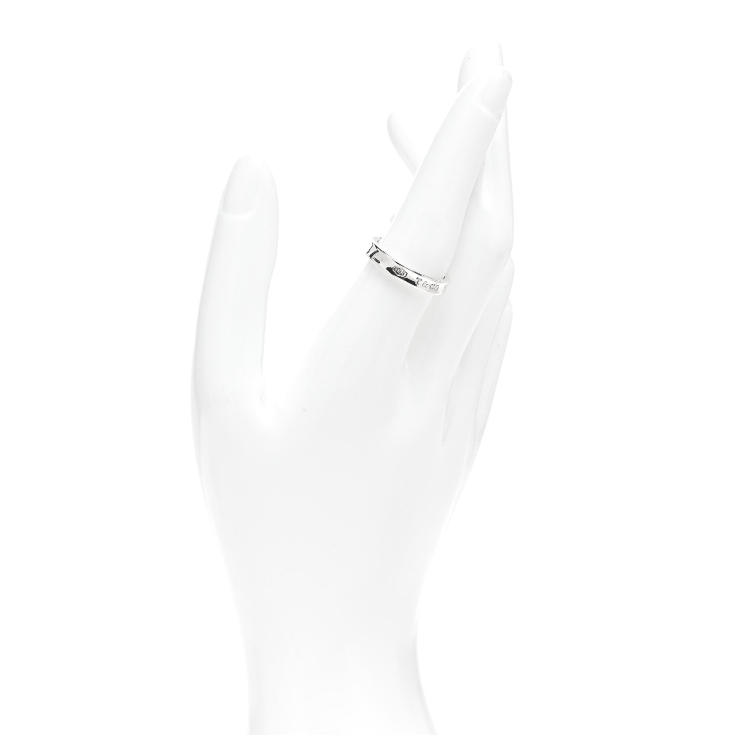 Tiffany Sterling Silver Narrow 1837 Band Ring 57 8 2 of 4