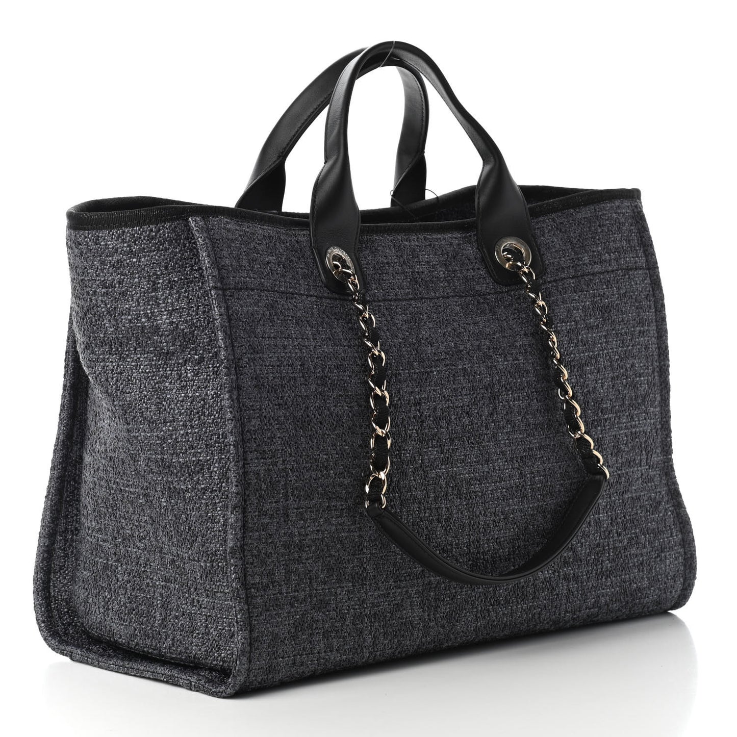 Lurex Boucle Medium Deauville Tote Black