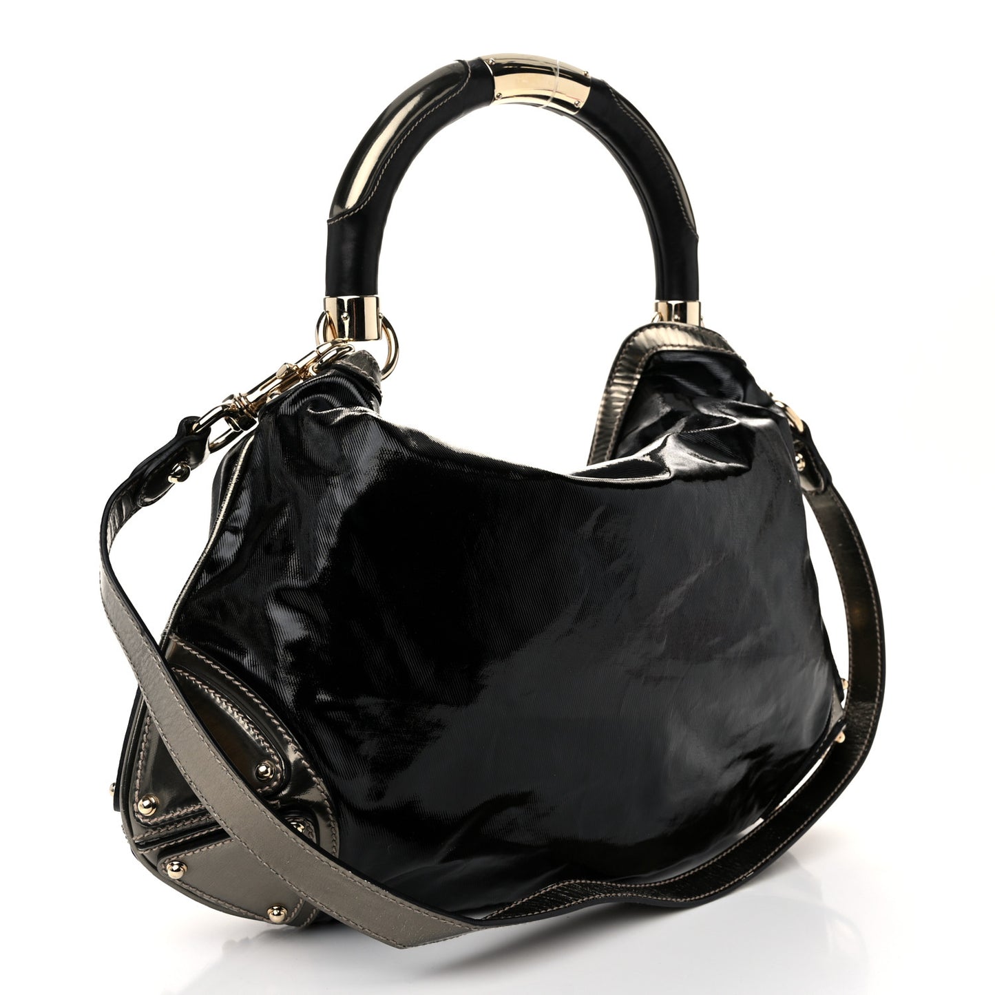 Coated Canvas Medium Indy Top Handle Hobo Black