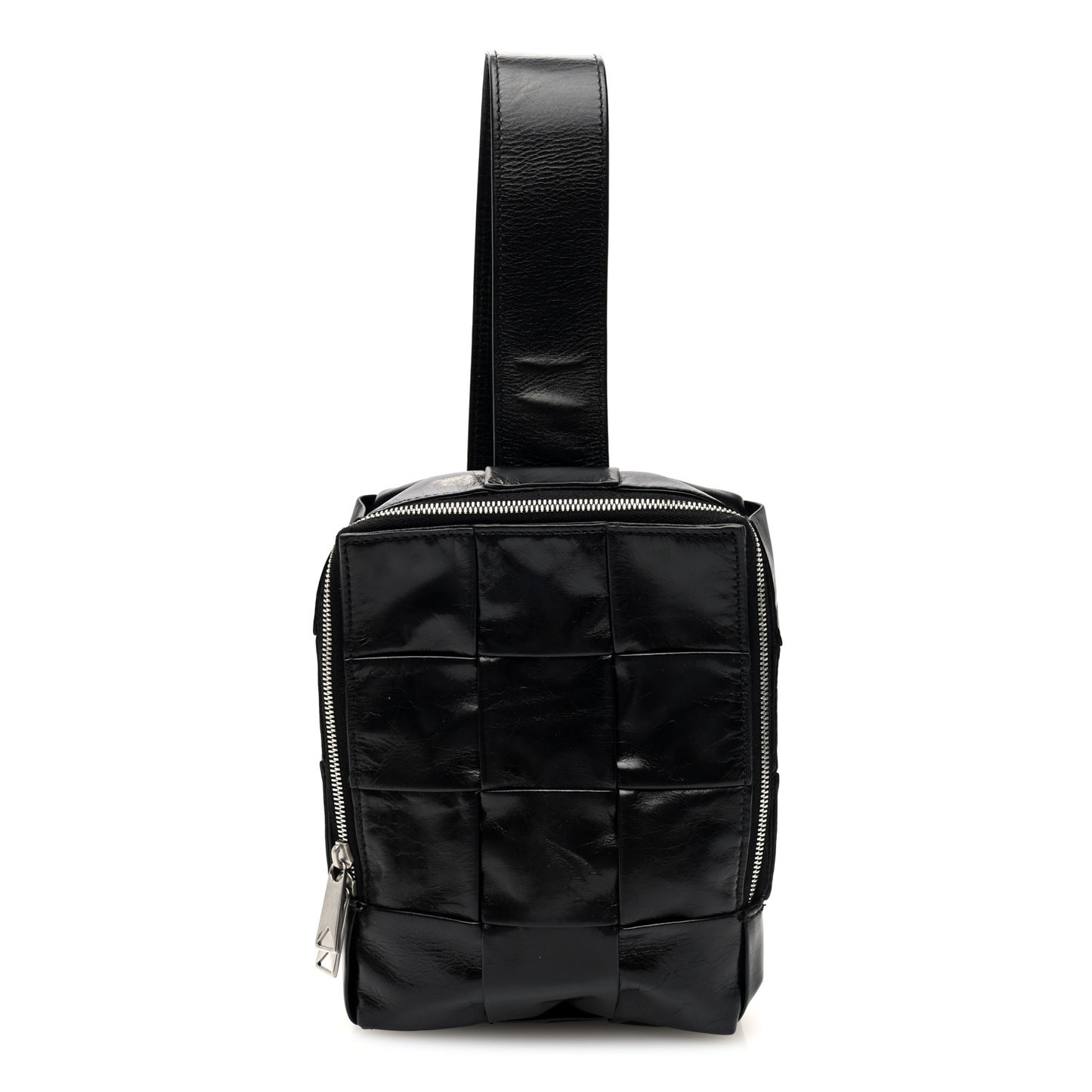 Paper Calfskin Intreccio Mini Cassette Sling Bag Black