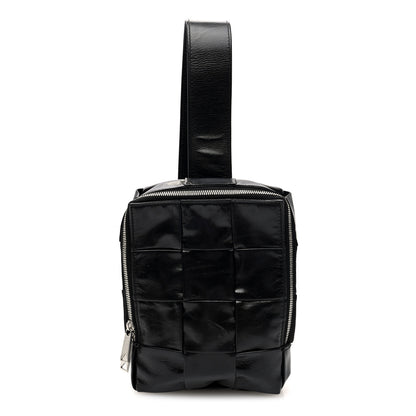 Bottega Veneta Paper Calfskin Intreccio Mini Cassette Sling Bag Black 1 of 10