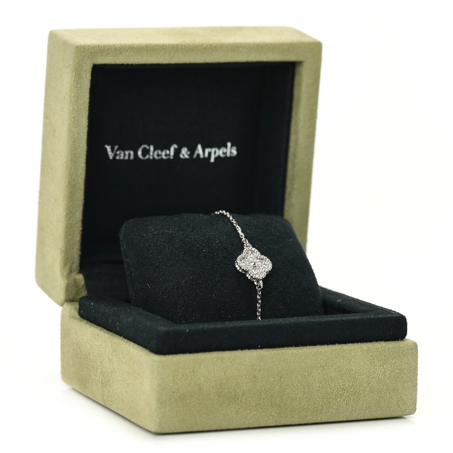 18K White Gold Diamond Sweet Alhambra Bracelet