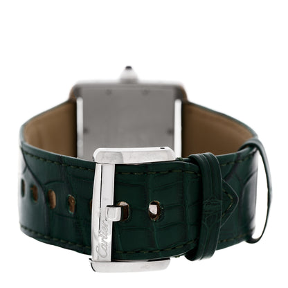 Cartier Stainless Steel Alligator 38mm Tank Divan Automatic Watch Green 3 of 4