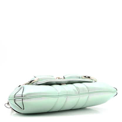 Gucci Iridescent Nappa Vertical Matelasse Medium Maxi Horsebit Chain Shoulder Bag Iridescent Salvy Green 4 of 12