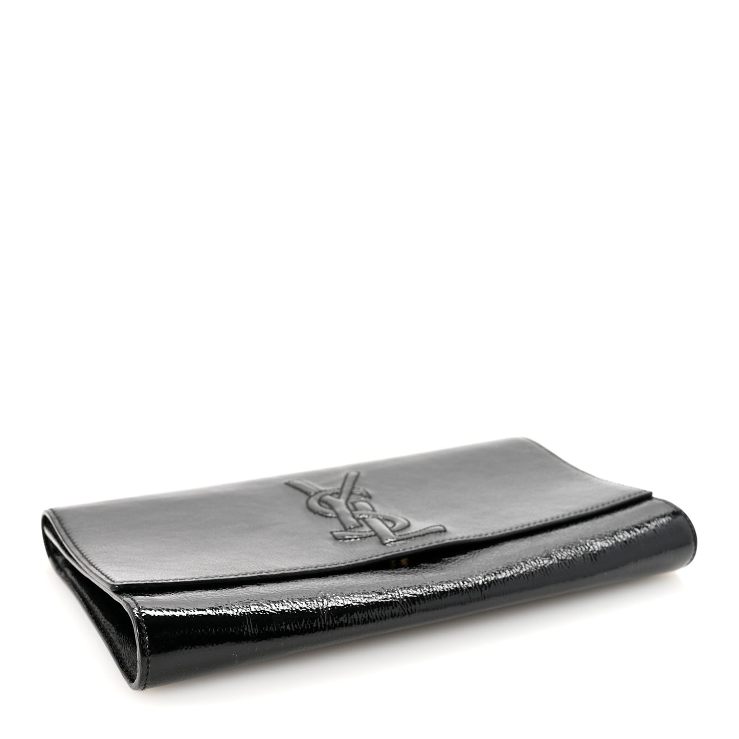 Textured Patent Monogram Large Belle De Jour Clutch Black