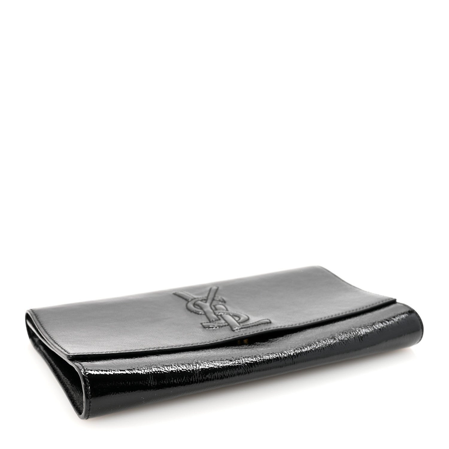 Saint Laurent Textured Patent Monogram Large Belle De Jour Clutch Black 4 of 6