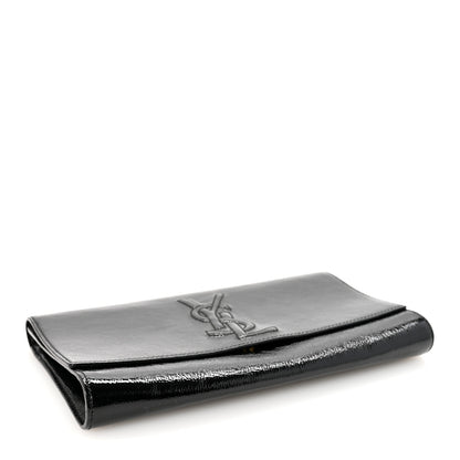 Saint Laurent Textured Patent Monogram Large Belle De Jour Clutch Black 4 of 6
