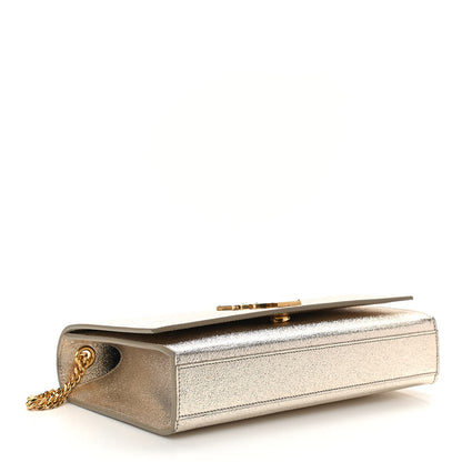 Saint Laurent Metallic Calfskin Medium Classic Monogram Kate Satchel Pale Gold 4 of 9