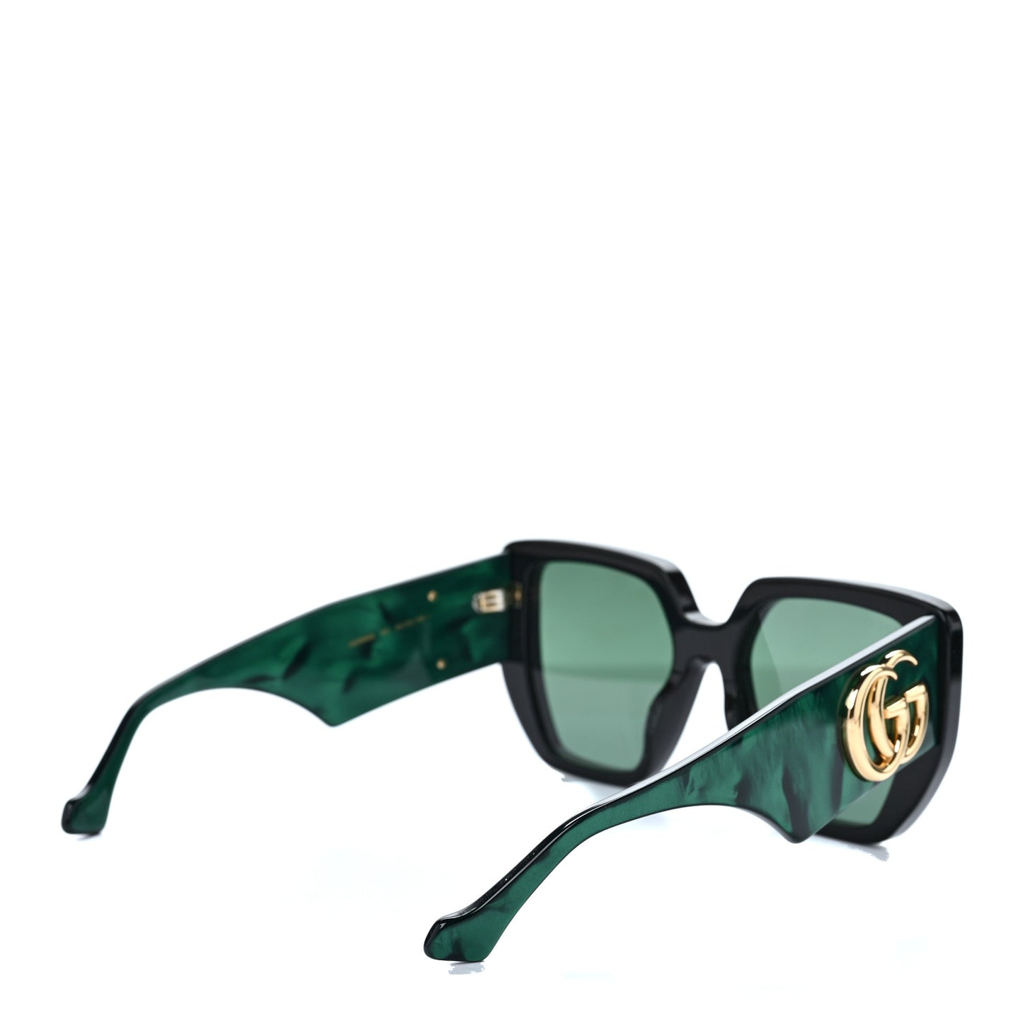 Acetate Square Frame Sunglasses GG0956S Green Black