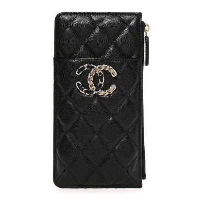 Chanel Caviar Quilted French New Wave Flat Wallet Pouch Black 1 of 8