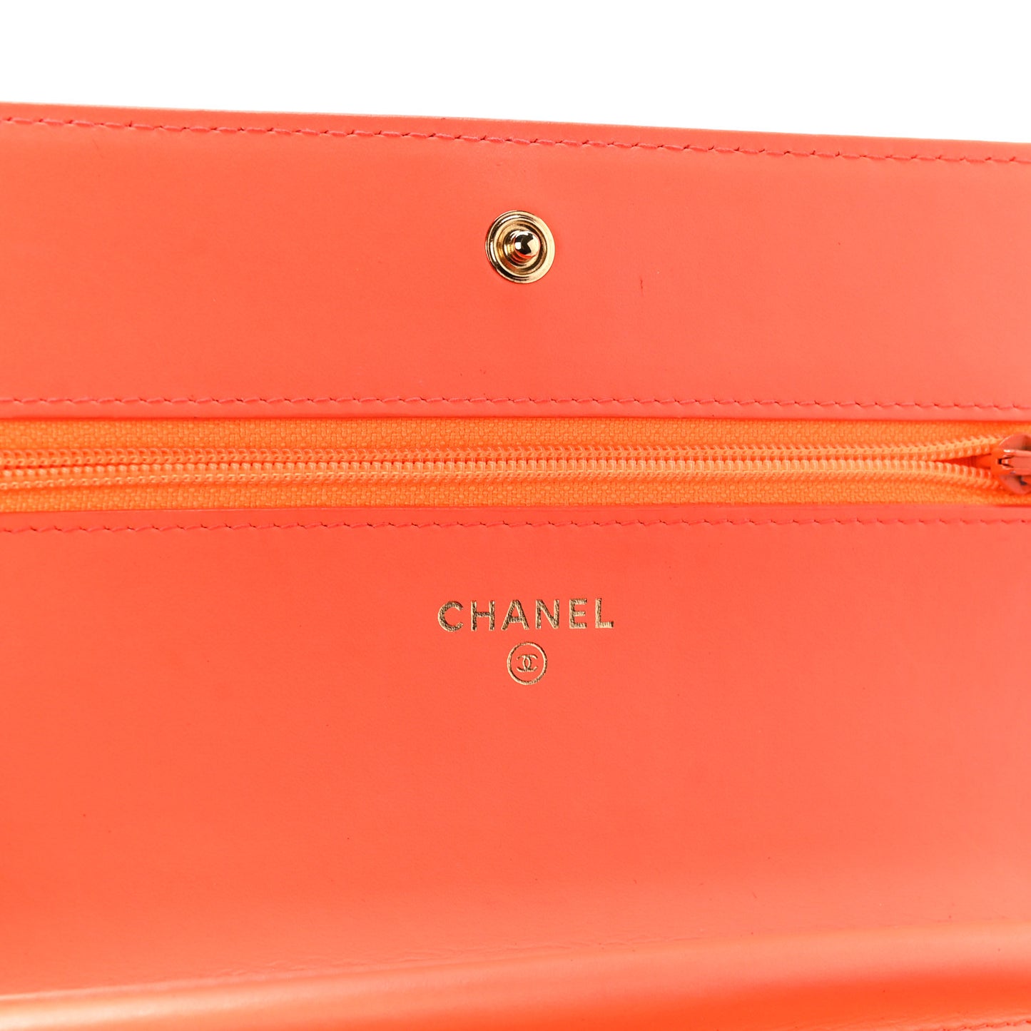Patent Calfskin Quilted Boy Wallet On Chain WOC Orange