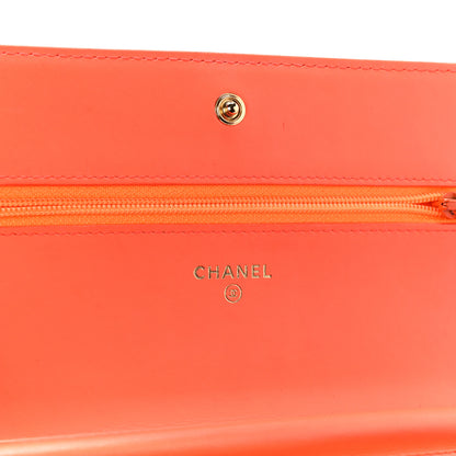 Chanel Patent Calfskin Quilted Boy Wallet On Chain WOC Orange 6 of 11