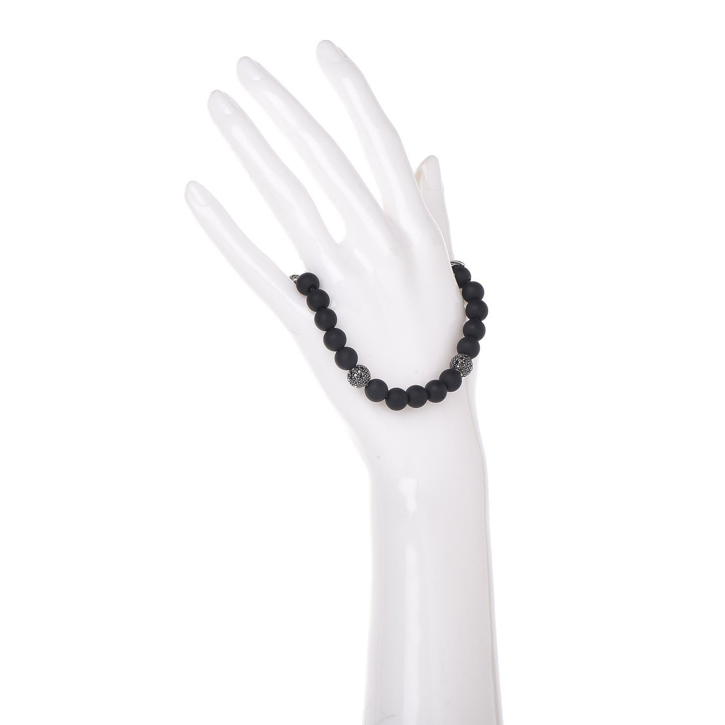 Sterling Silver Black Diamond Onyx 8mm Spiritual Beads Bracelet