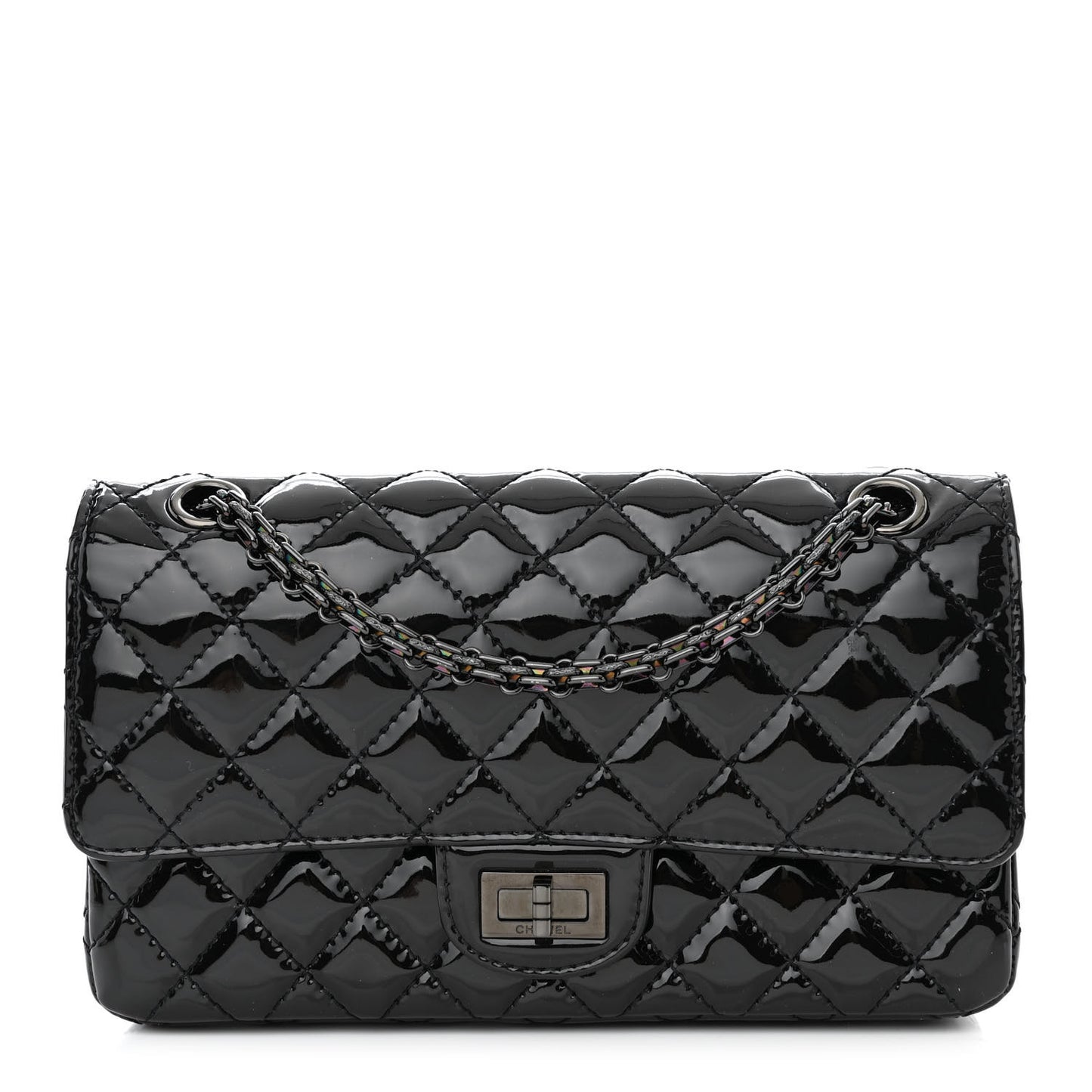 Patent Calfskin Quilted 2.55 Reissue 225 Flap So Black