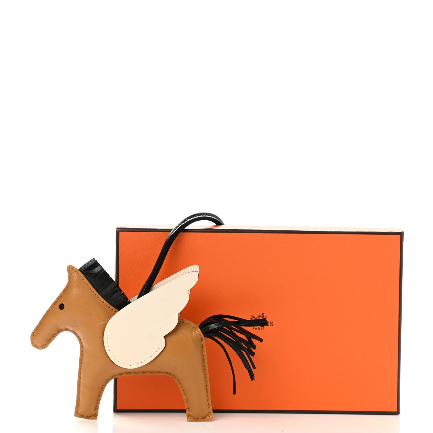 Milo Lambskin Grigri Rodeo Pegase Horse Bag Charm MM Sesame Black Nata