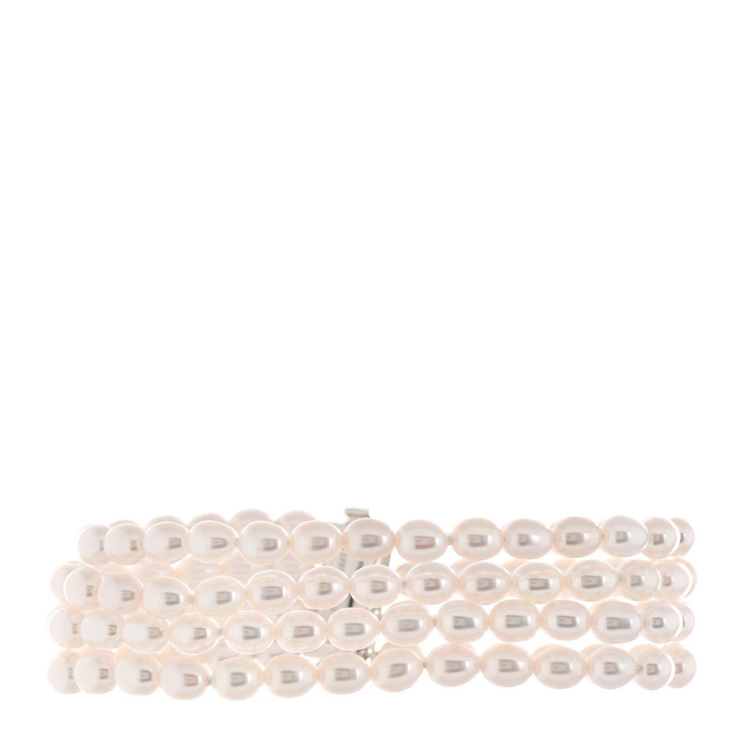 Tiffany Sterling Silver Black Onyx Freshwater Pearl 5-5.5mm Ziegfeld Four Strand Bracelet 2 of 4