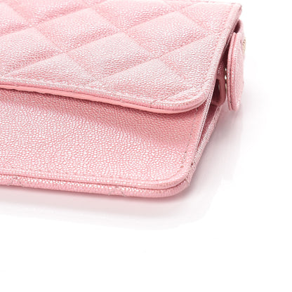 Chanel Iridescent Caviar Quilted Classic Pouch With Handle Rose Pink 9 of 10