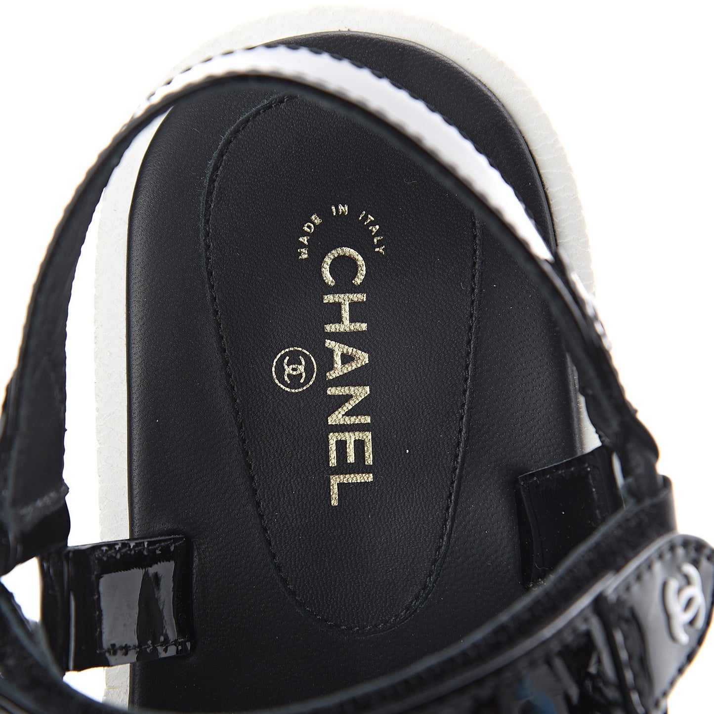 Patent CC Platform Sandals 38 Black
