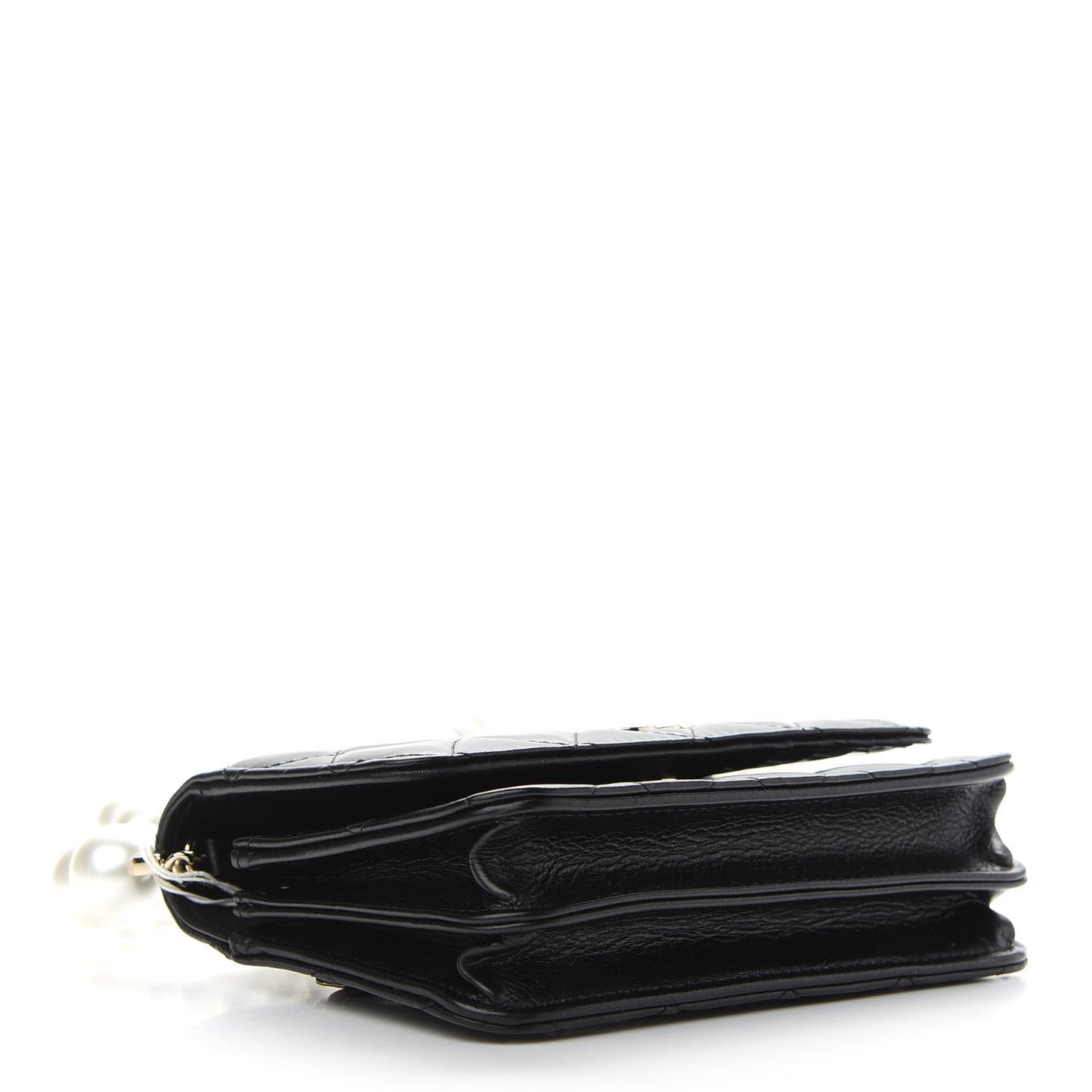 Calfskin Quilted Mini Maxi Pearls Wallet On Chain WOC Black
