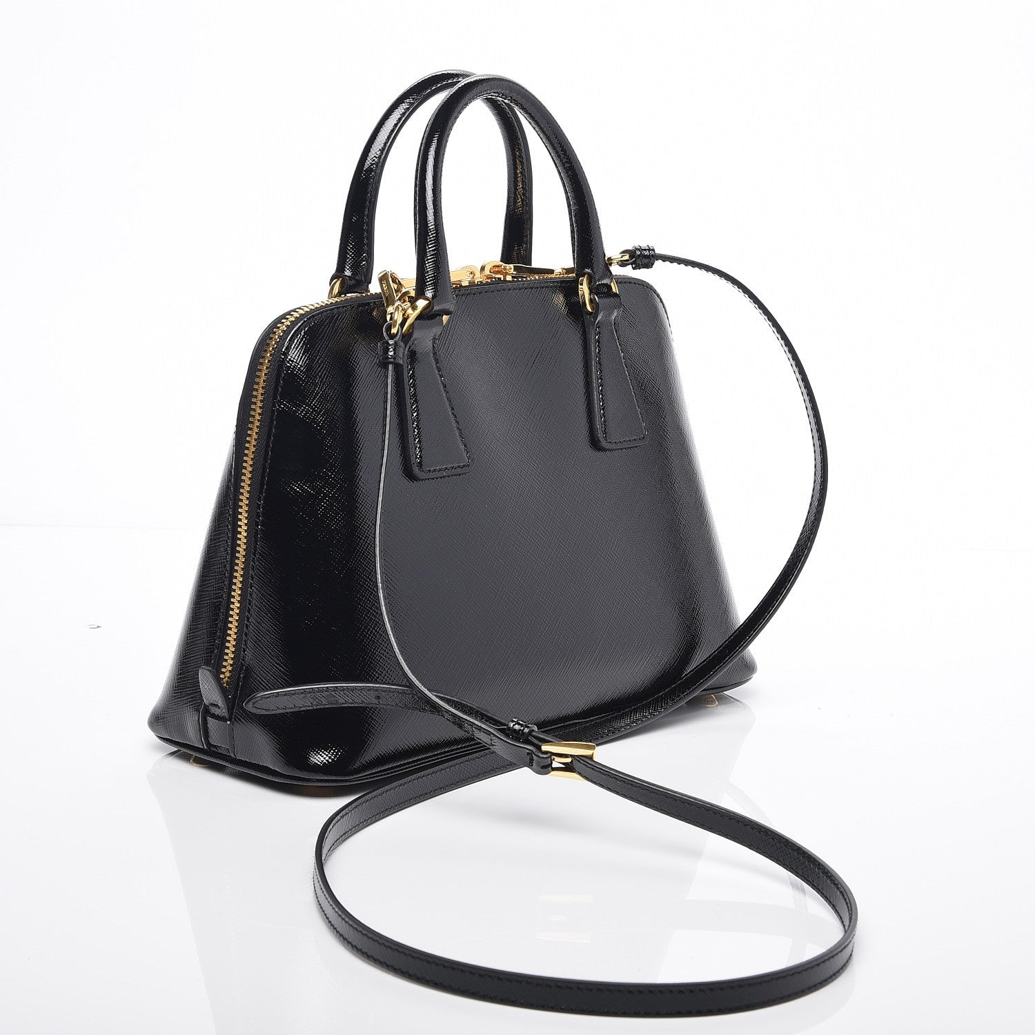Prada Saffiano Vernice Small Promenade Tote Black 3 of 7