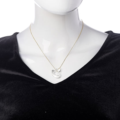 Tiffany 18K Yellow Gold Rock Crystal Quartz Elsa Peretti Open Heart Necklace 2 of 7