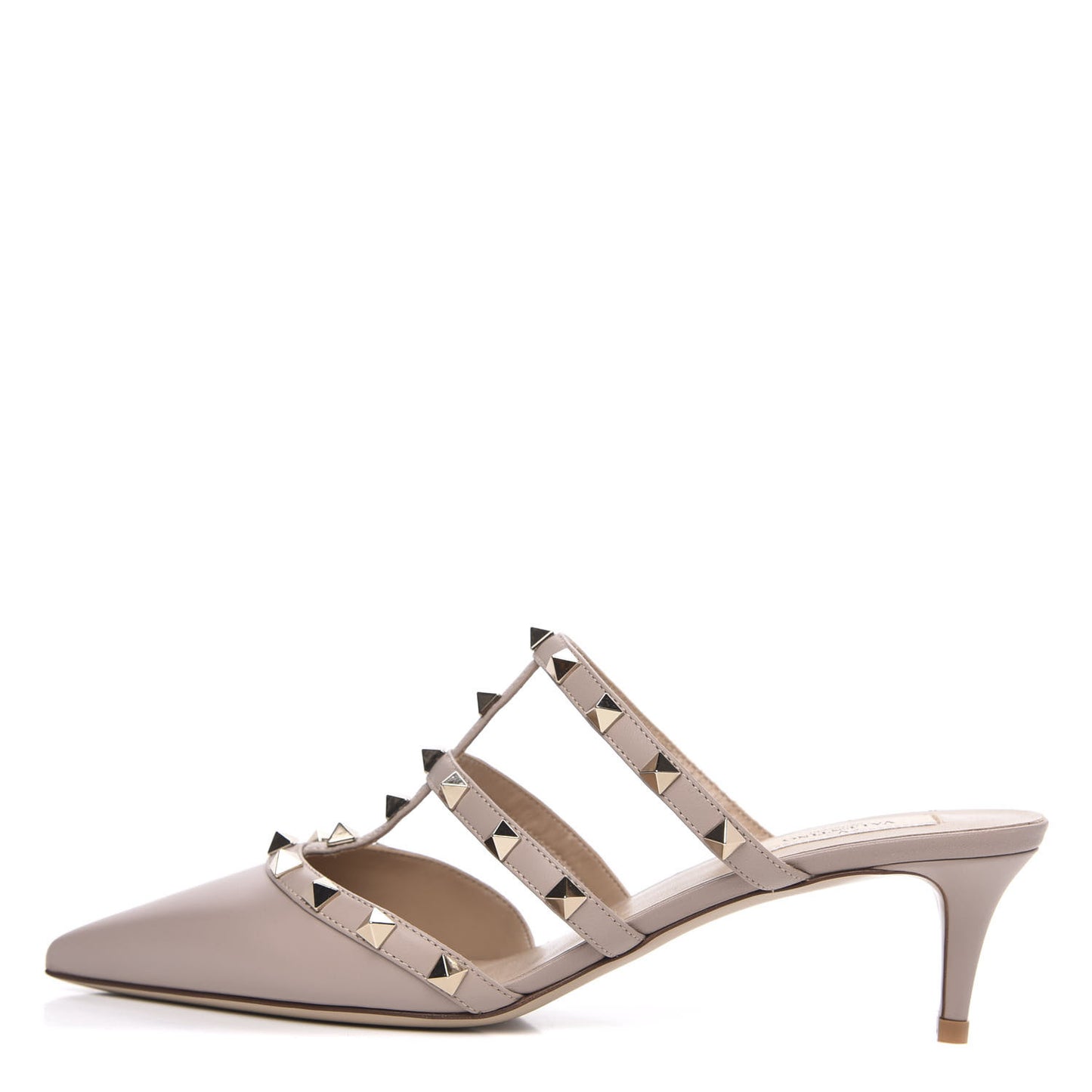 Patent Nappa Rockstud 50mm Cage Mules 38.5 Poudre