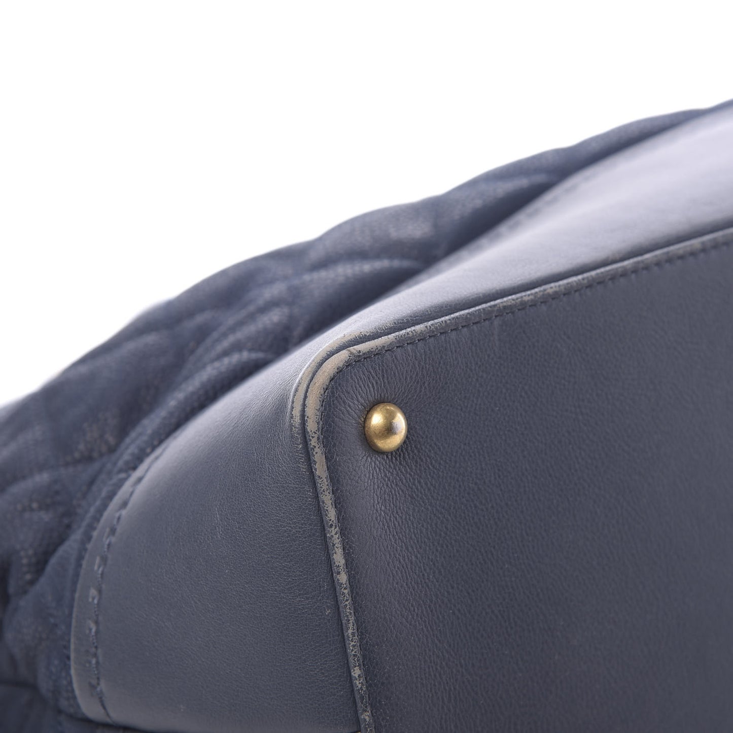 Iridescent Caviar Quilted Globe Trotter Shopping Tote Navy Blue