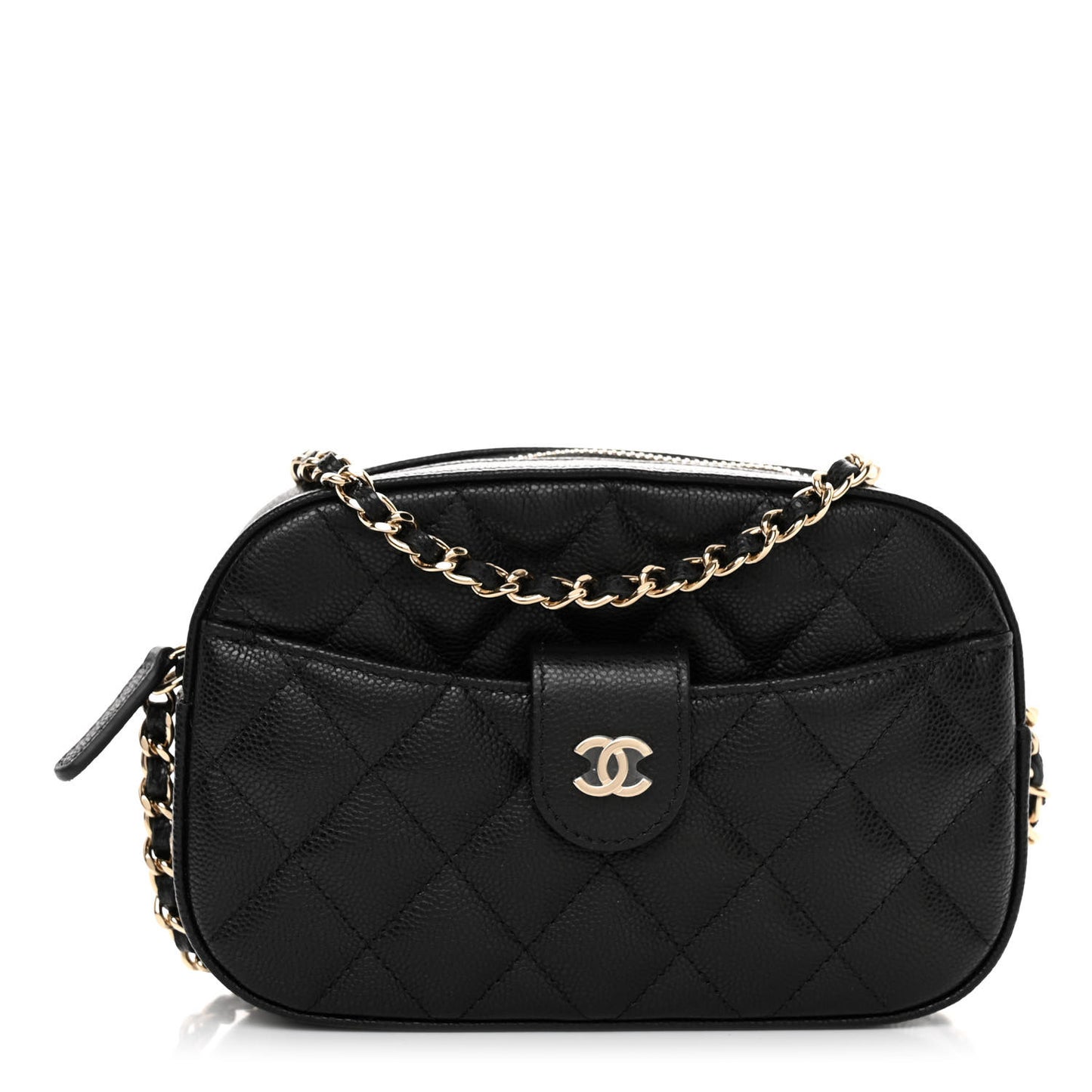 Caviar Quilted Chain Camera Bag Black