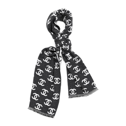 Chanel Wool Cashmere CC Scarf Grey 1 of 4