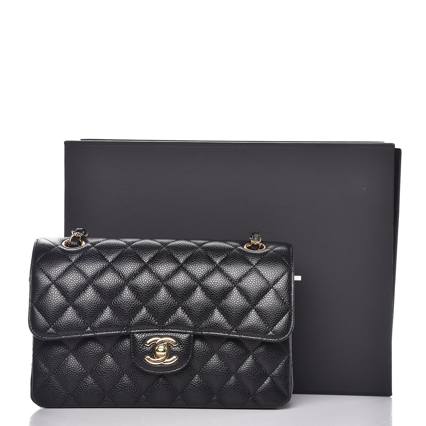 Caviar Quilted Small Double Flap Black